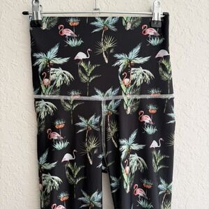 Emily Hsu Leggings Womens Small Tropical Flamingo High Waist Yoga Pants Gym USA